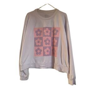 PS/LA Los Angeles PacSun Floral Grid Crew Neck Sweatshirt Size Small Oversized
